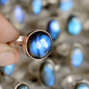 Natural Gemstone Rings Ring Necklace Labradorite Silver <b>Overlay</b> Ring Hidden for Wholesale Price Hula Hoop Loose Gemstone - Product Image 4