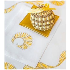 Ensemble de napperon et serviette en broderie géométrique or, le meilleur coton, pour la maison, le Restaurant, ensemble de tapis de luxe pour mariage - Product Image 2