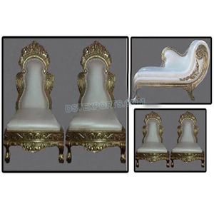 เก้าอี้แต่งงานแบบหลังสูงราชา & ราชินี,ชุดเก้าอี้เจ้าสาวงานแต่งแบบดั้งเดิมเก้าอี้เจ้าบ่าวเจ้าสาวดีไซน์พิเศษ - Product Image 1