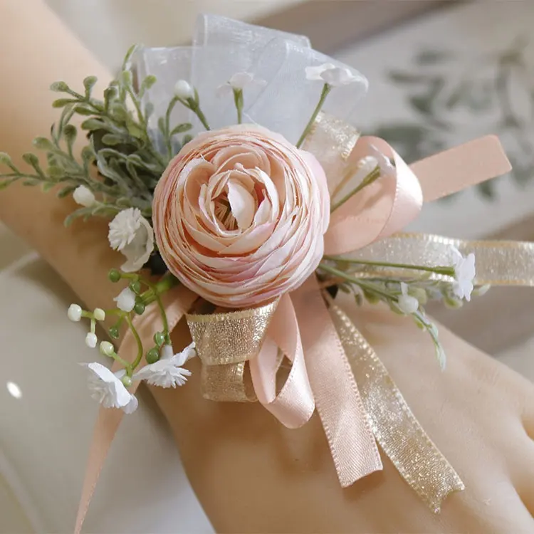नई फैशन कृत्रिम फूल बैंड दुल्हन हाथ फूल और शादी कलाई फूल