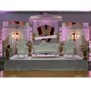 ชุดโซฟาบัลลังก์สีขาวสำหรับเจ้าสาวเจ้าบ่าว,ชุดโซฟาสำหรับงานแต่งงาน Maharaja ชุดแต่งงานสีขาว - Product Image 1