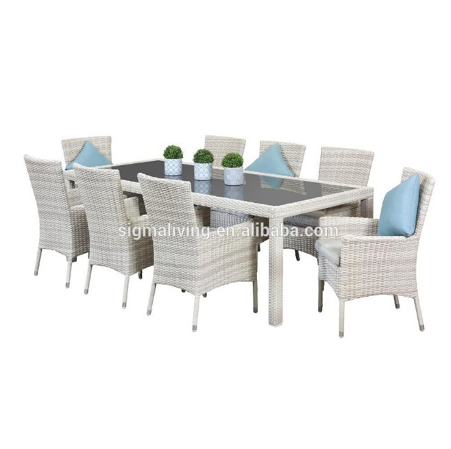 Classical rattan garden outdoor royal dining table set furniture on sale