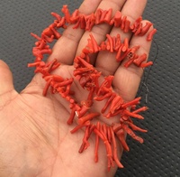 125 Piezas de Coral Rojo Natural Genuino Grado AAA, 1 Hilo de Ramas de Coral en Bruto, 3x8-6x28 MM, Certificado por Terceros, para Fabricación