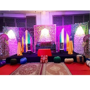 Décoration de scène de nuit Sangeet sur le thème arabe, colorée, pour la cérémonie musulmane Mehndi, en fibre de verre légère, taille personnalisée pour mariage - Product Image 1
