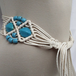 Macrame <b>braided</b> belt with <b>beads</b> Handmade Happiness - Product Image 1