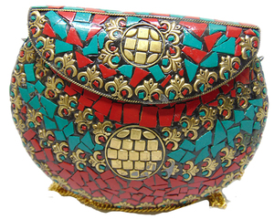 Sac de soirée à rabat en métal transparent avec mosaïque pour femme, vente en gros - Product Image 1