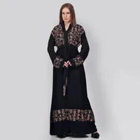 Abayas-ropa de vestir con estampado, estampado frontal con hermoso Abayas, color negro árabe, sin 30226