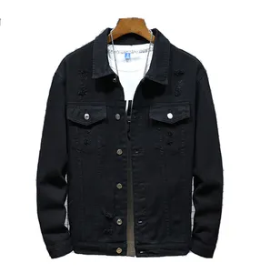 2020 cotton rip denim jacket custom logo unisex jeans jacket man