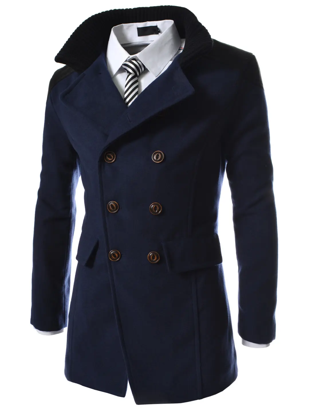 New Autumn Winter Wool Men's Coat Warm Slim Stylish Coat Warm wool coat fashion greatcoat navy color