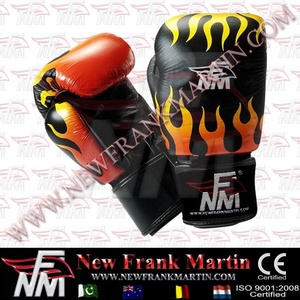 ถุงมือมวยไทยหนังสีขาวปรับแต่งได้ NFM 12ออนซ์สำหรับเด็กผู้ใหญ่ MMA การฝึกซ้อมซ้อมลายไฟ - Product Image 5
