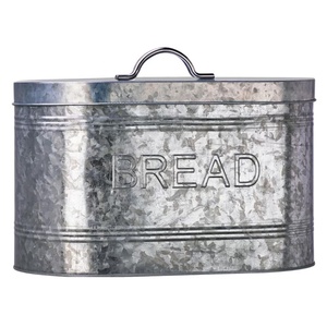 Galvanized Bread Box with Lid and Handle