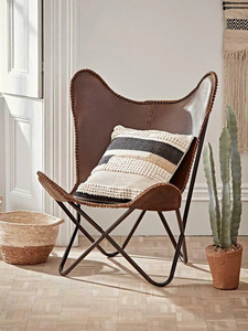 Funda para silla de comedor reclinable de cuero genuino hecha a mano mariposa blanca plegable para el hogar, oficina, dormitorio, sala de estar, rústica al aire libre - Product Image 2