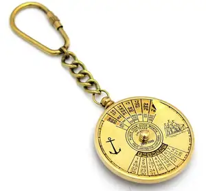 Vintage Nautical 50 Years Perpetual Calendar Brass Keychain