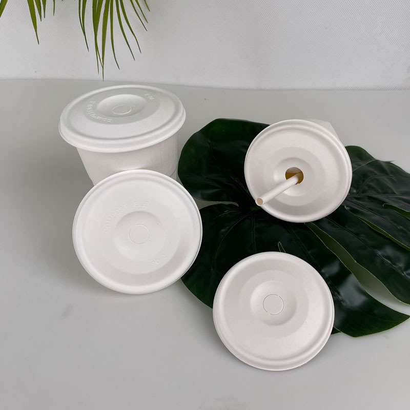 Sugarcane Dome Lids For Compostable Custom Disposable Coffee Cup Lid