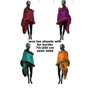 Women's Winter Wool Material Shawl Stole Faux Pashmina Silk with Paisley Design Hijab Indian <b>Scarf</b> Customized Color Wholesale - Product Image 2