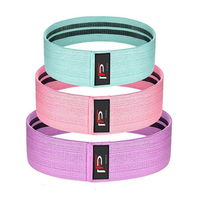Lot de 3 bandes de résistance pour fessiers, en coton/polyester de haute qualité, avec logo personnalisé, pour exercices de stretching et de renforcement des hanches