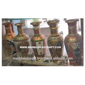 แจกันดอกไม้หินอ่อนทาสีทองผลิตจากอินเดีย - Product Image 1