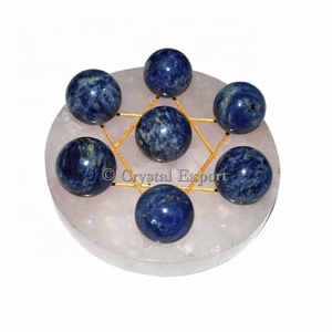 Rose Quartz Base With Sodalite Ball Set - Product Image 1