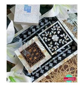 Usine vente chaude vert nacre MDF bois incrustation Rose religieux Bakhoor brûleur plateau ensemble Ramadan encensoir Eid qualité spéciale - Product Image 2