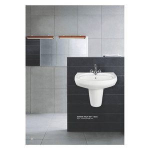 Lavabo de salle de bains moderne, fabrication indienne, demi-socle - Product Image 1