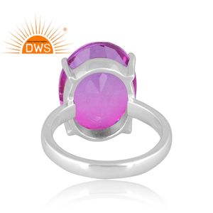 Último diseñador de plata de ley fina Natural Bio amatista doblete cuarzo piedra preciosa anillo apilable fabricante de joyas - Product Image 4