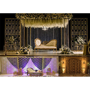 Recepción escenario metálico vela pared telón de fondo fenomenal boda escenario vela paredes asombrosas velas paredes para decoración de boda - Product Image 1