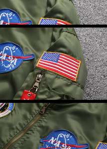 OEM personalizado unisex lienzo vuelo chaqueta de bombardero de los hombres de estilo Hip Hop para el invierno con la parte delantera del logotipo de posición - Product Image 5