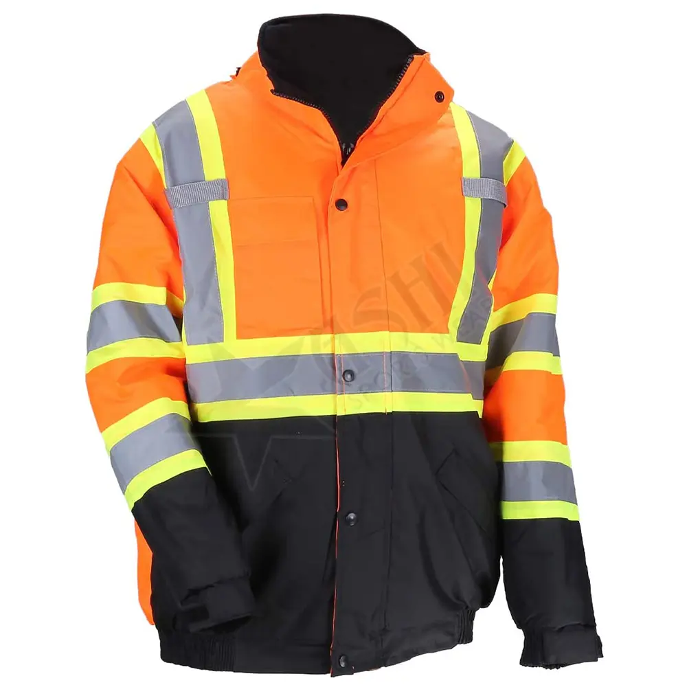 Reflective Jacket High Visibility Safety Jacket With Reflective Tape Polyester Winter Warm Tape Waterproof Reflective Jacket