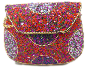 handmade Orange & Multi gravel stone mosaic stone <b>Clutch</b> Bag purse handbag <b>Wedding</b> Party Crystal <b>Clutch</b> Purses evening bag fo - Product Image 1