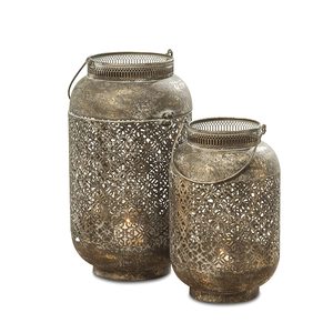 Metal Moroccan Temple <b>Lanterns</b> <b>Set</b> of 2 for Home Decor - Product Image 1