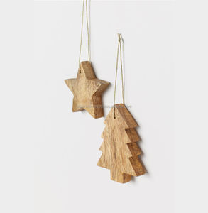 Alta calidad de color personalizado árbol de Navidad colgantes de madera decoración del hogar con diferentes diseños de mayorista indio - Product Image 5