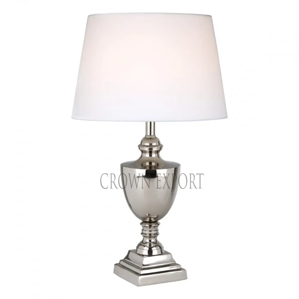 Gottlieb Urn Shaped Table Lamp Shiny Nickel Floor Lamp Aluminium Bedside Lamp with White Shade Available at Best Market Price