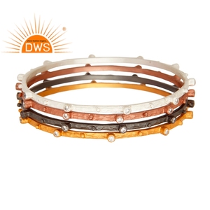 Conjunto de pulseras de plata de ley 925 y Circonia cúbica blanca, joyería de fabricante - Product Image 1