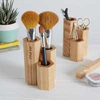 Organisateur de pinceaux de maquillage en bois d'acacia pour la vanité, porte-stylos et porte-crayons pour le bureau, organisateur de bureau pour le rangement des marqueurs et des pinceaux de maquillage