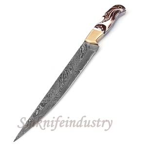 New Custom Hand Forged Damascus Fillet Fishing knife With leather Sheath cover (smk1635) - Product Image 1
