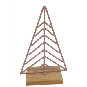 Decoración del hogar agradable color rosa Navidad decorativa hierro y madera X Mas árbol con Base Rectangular para mesa - Product Image 1