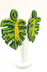 Boucles d'oreilles pendantes en forme de feuille de banane, boucles d'oreilles vertes pour femmes, bijoux spéciaux pour noël, vente en gros en inde, nouvelle collection - Product Image 3