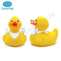 Jouet de bain en plastique PVC vinyle OEM, cadeau multifonctionnel, personnalisé, pour enfants, Chef, Pizza, canard en caoutchouc, 1 pièce