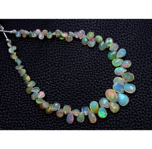 Piedra facetada de ópalo etíope natural hecha a mano en forma de pera, gotas de 8 pulgadas, cuentas de ópalo etíope - Product Image 5