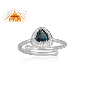 ผู้จัดจำหน่ายเครื่องประดับเงินแท้ 925 แหวนพลอยโทแพซสีน้ำเงินลอนดอน ผู้ผลิตเครื่องประดับอัญมณีคุณภาพสูง - Product Image 2