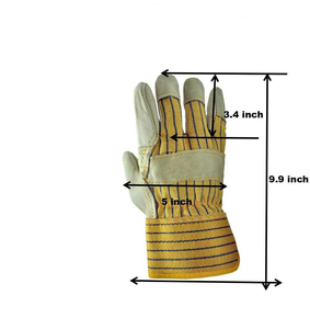 Guantes de trabajo de cuero Premium para hombre, con doble palma de algodón, goma trasera, de seguridad, a precio barato - Product Image 3