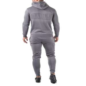 Survêtement à fermeture éclair complète en molleton de polyester d'automne à capuche solide avec doublure latérale personnalisable à la mode pour hommes de grande taille - Product Image 3