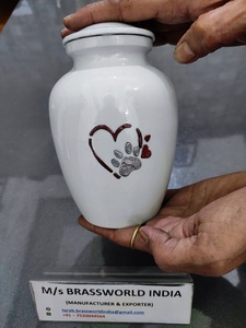 Urna de cremación de mascotas, corazón pintado a mano, pata de plata de aluminio, suministros funerarios, colores surtidos - Product Image 2