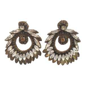 Highest Selling <b>Bridal</b> and Evening Wear Hand Embroidered Handmade Marquis & Gold Leaf <b>Drop</b> Women's <b>Earrings</b> From India - Product Image 1