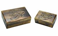 Ensemble de 3 boîtes en bois de Shisham gravées, design haut de gamme, imitation antique, cadeau pour la décoration de la maison