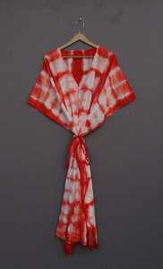 Caftan Tie Dye à fleurs OEM pour femmes, vêtements de fête d'été faits à la main, demi-manches, plage, décontracté, taille naturelle, tissé écologique - Product Image 2