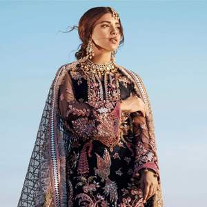 Tela de gasa semipura de la mejor calidad, bordada en la parte delantera, mangas, dubáta, parte trasera de Organza - Product Image 3