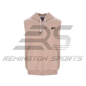 Full High Quality Men Active Wear Sleeveless Zipper Hoodies With Front Hand Pockets Sleeveless Gym Hoodie - Product Image 2