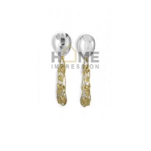 Lot de 2 couverts en laiton, design unique, couleur or antique, motif feuille de pétale, accessoires de table en métal design - Product Image 5