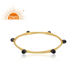 Bracelet en pierre précieuse pour femmes, Onyx noir, plaqué or, argent 925, vente en gros, bijoux de créateur - Product Image 3